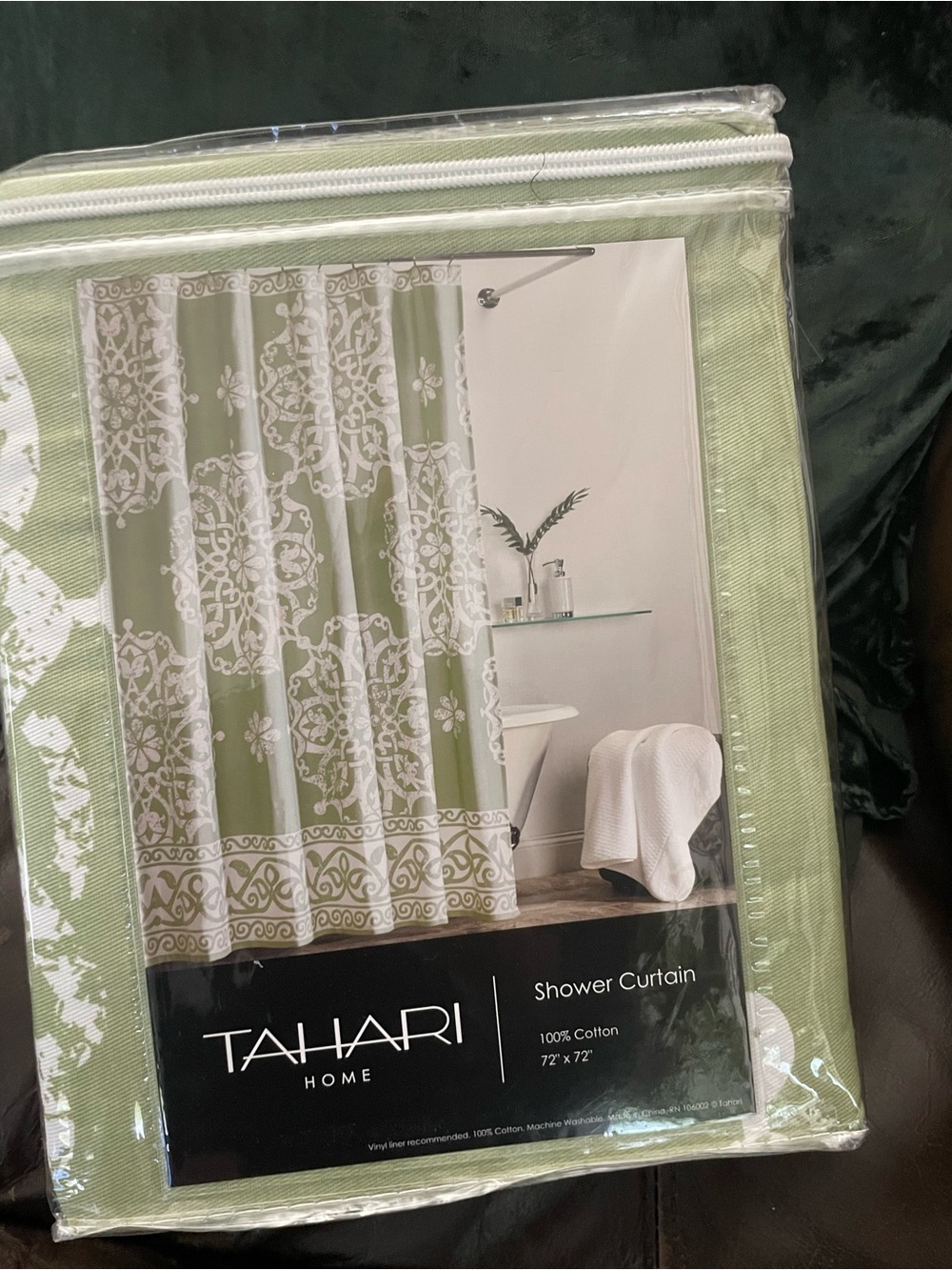 TAHARI shower curtain green